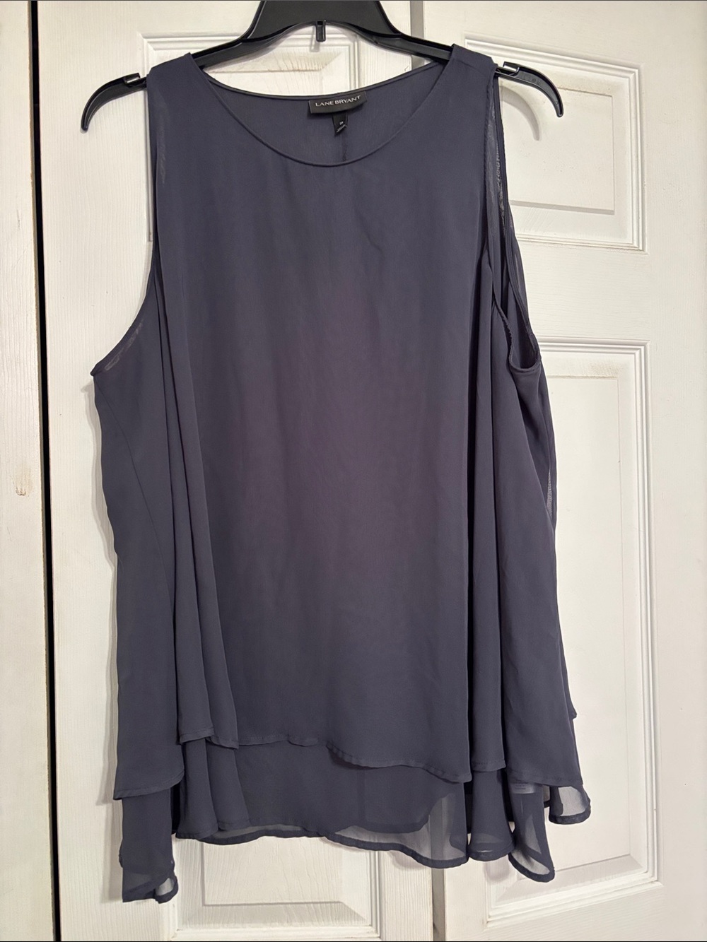 Lane Bryant Slate Blue Layered Chiffon Sleeveless Top